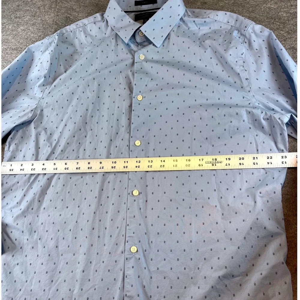 Banana Republic Men Slim Fit Light Blue‎ Geometric Print XL Wrinkle free Shirt